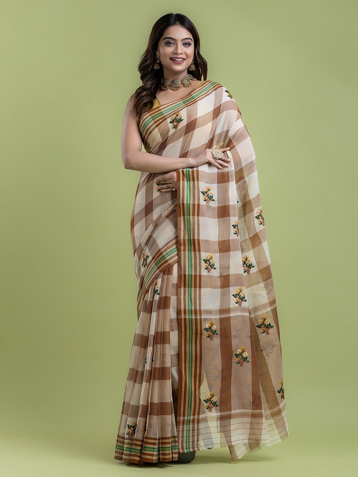Phoolkari Checks <span>(Hand Embroidered Dhonekhali)</span>