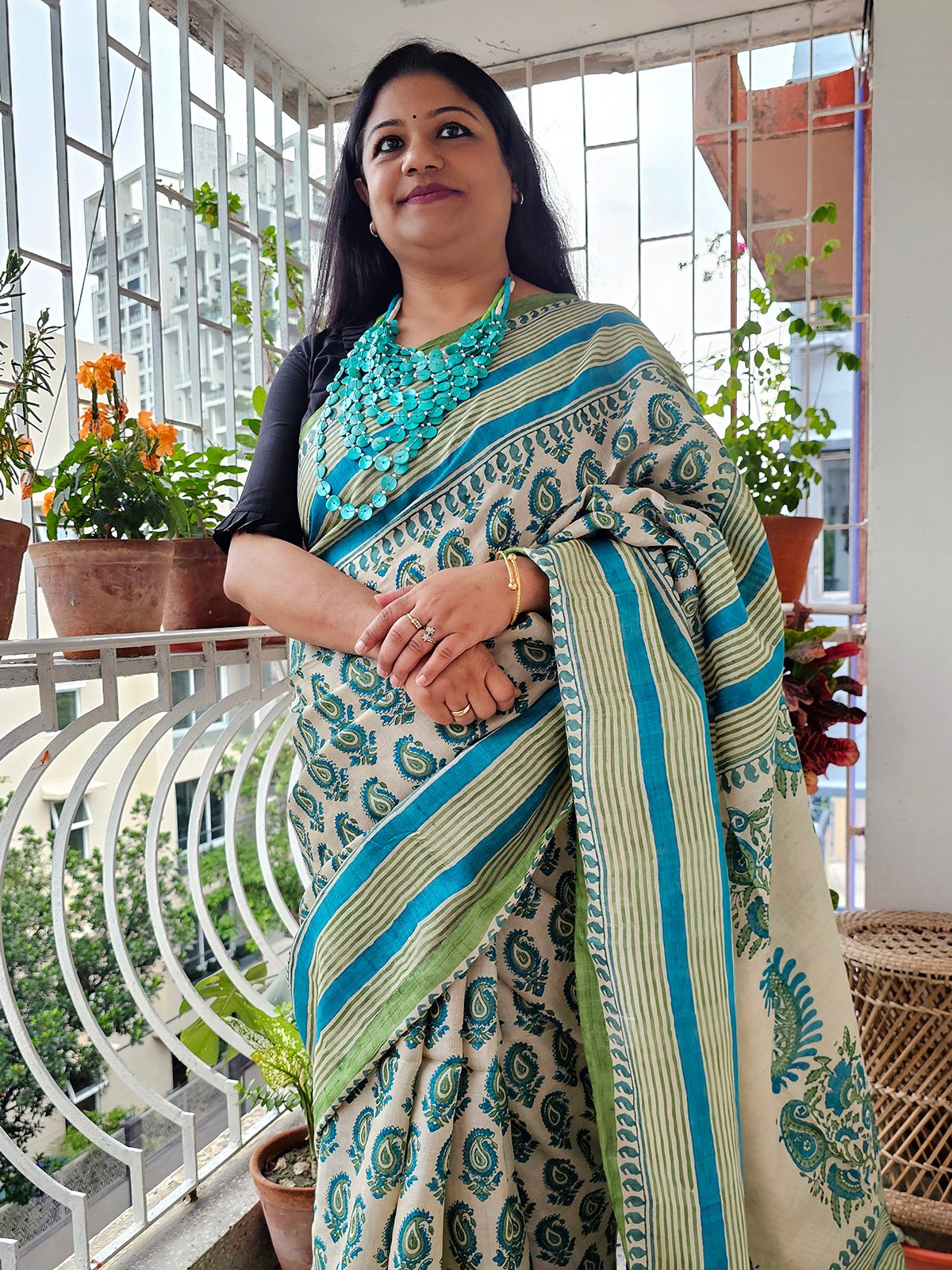 Neerja <span>(Hand Block Printed Tussar Silk)</span>