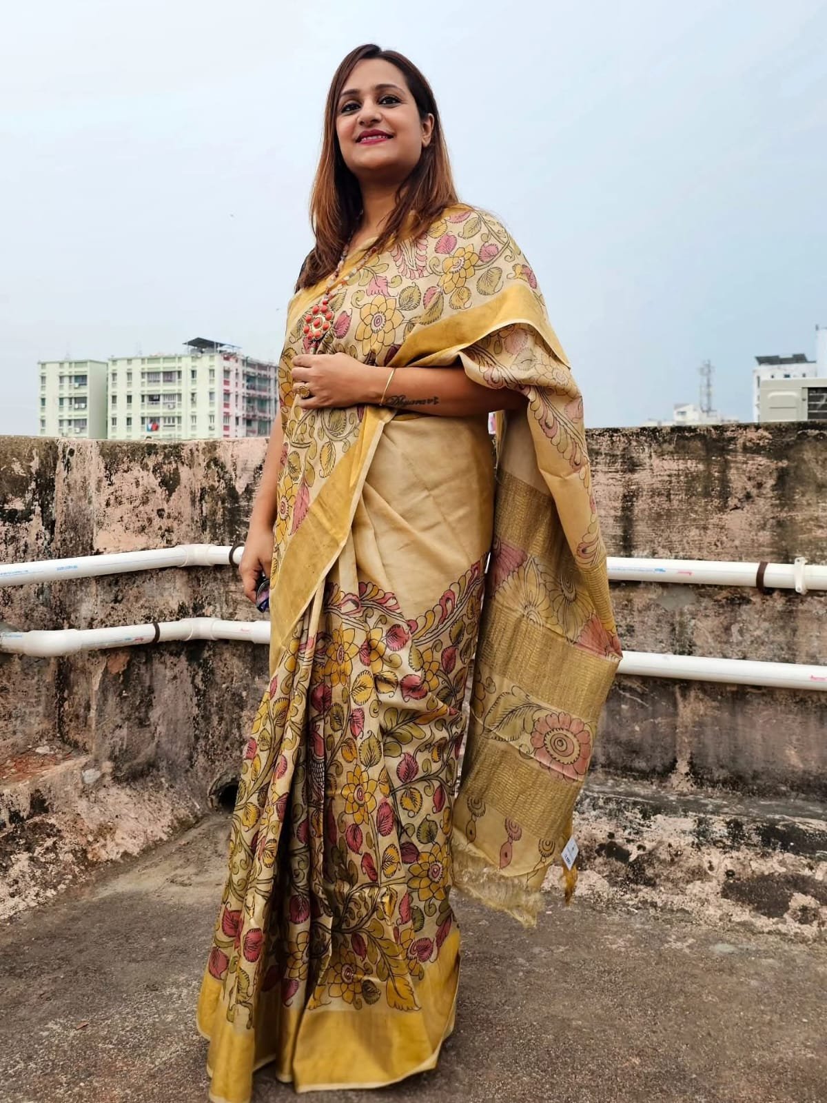 Udaya Valli <span>(Handwoven Tussar Silk With Hand Kalamkari)</span>