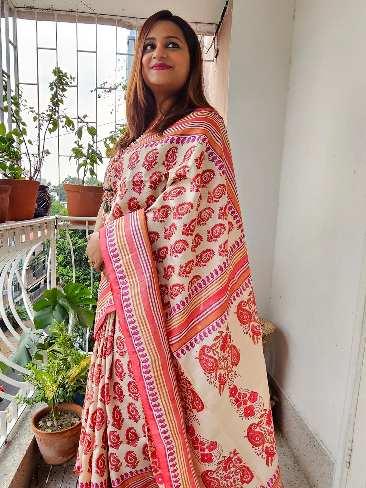 Kesara <span>(Hand Block Printed Tussar Silk)</span>
