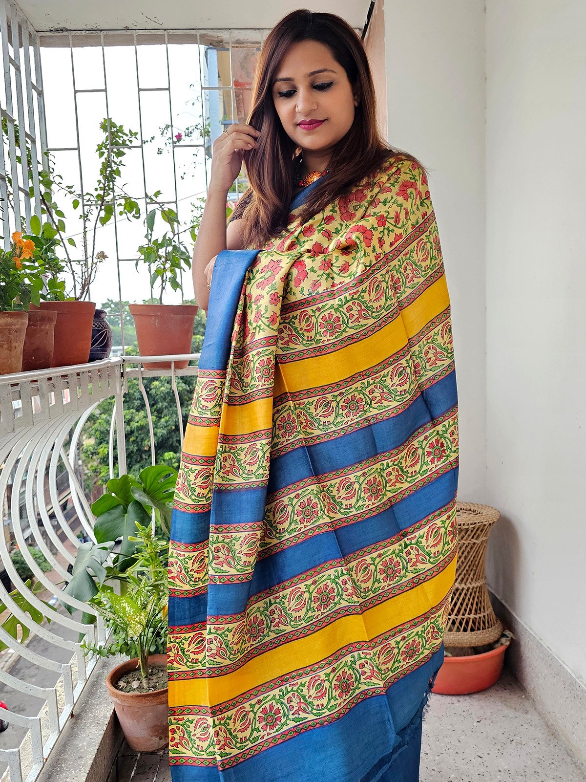 Neelkanan <span>(Hand Block Printed Tussar Silk)</span>