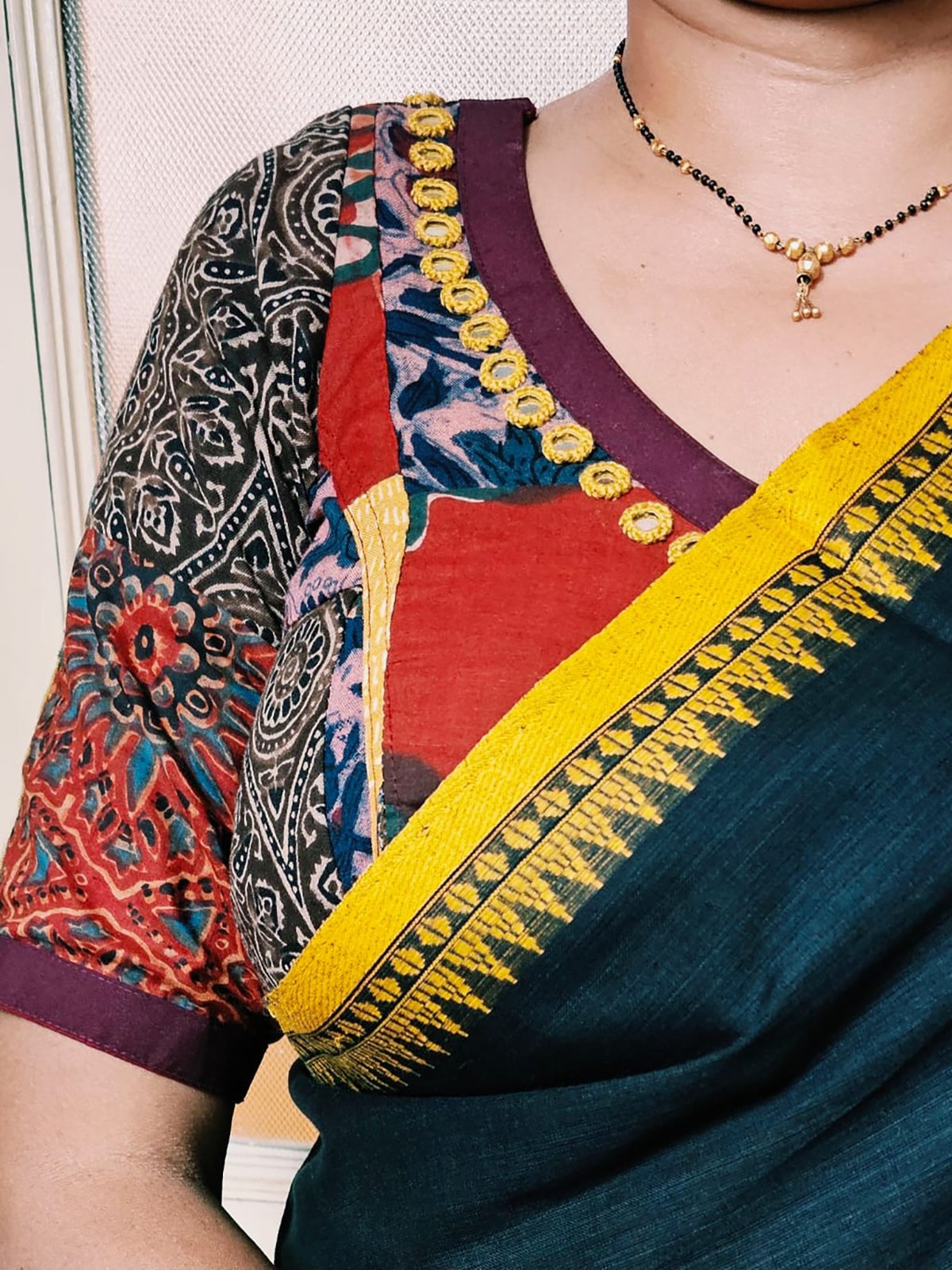 Patchwork Poetry <span>(Cotton Patchwork With Mirror Embrodered Blouse)</span>