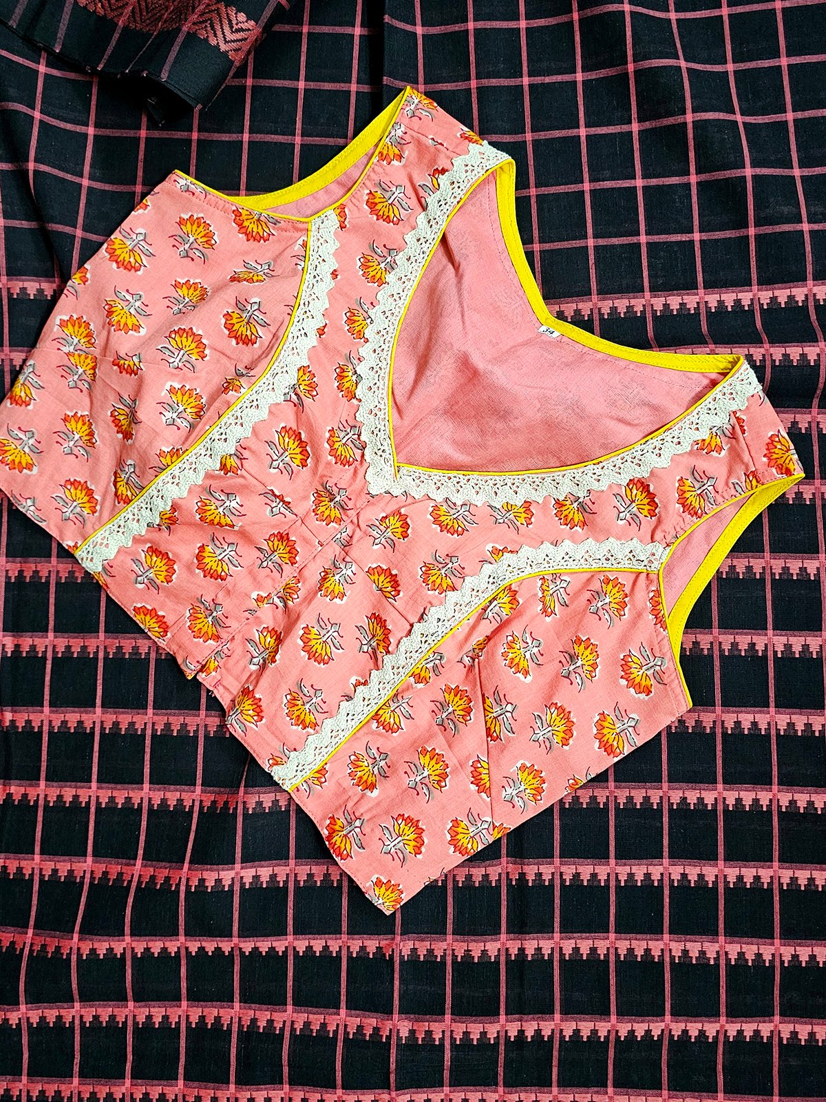 Peach Blossom <span>(Hand Block Printed Sleeveless Blouse)</span>