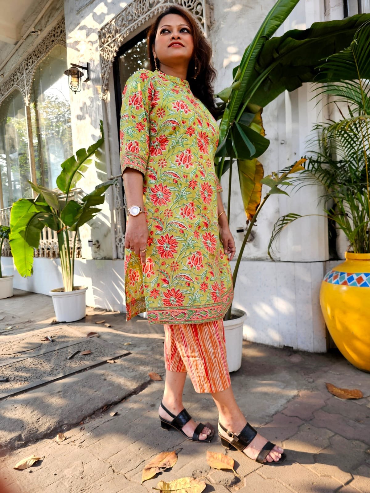 Petal Drift <span>(Cotton Kantha Kurta Pajama Set)</span>